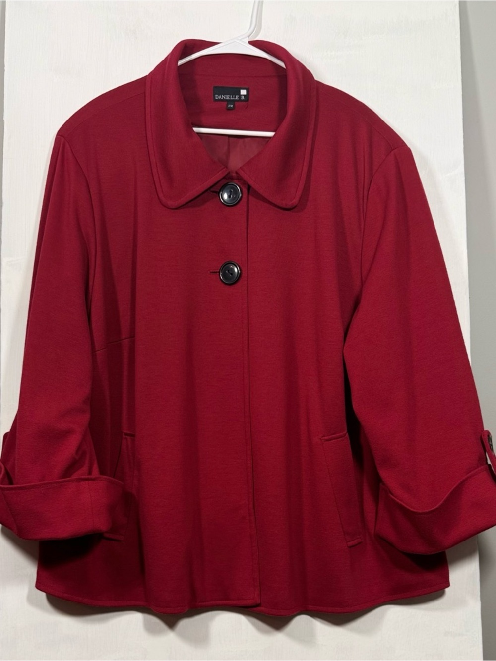 Women's Red Button-Front Pea Coat by Danielle - Picture 2 of 7